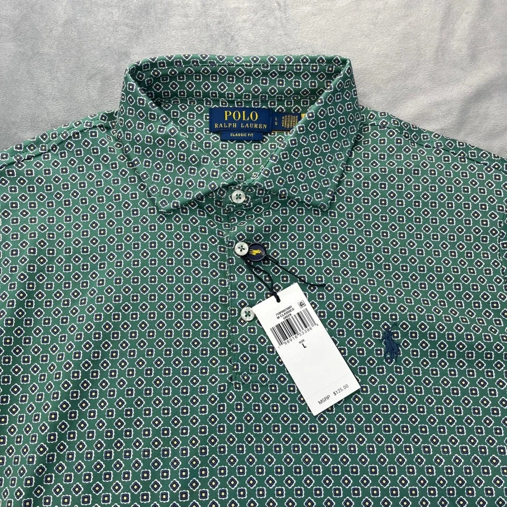 NWT Polo Ralph Lauren Foulard-Print Soft‎ Cotton Polo Shirt Men's Size Large